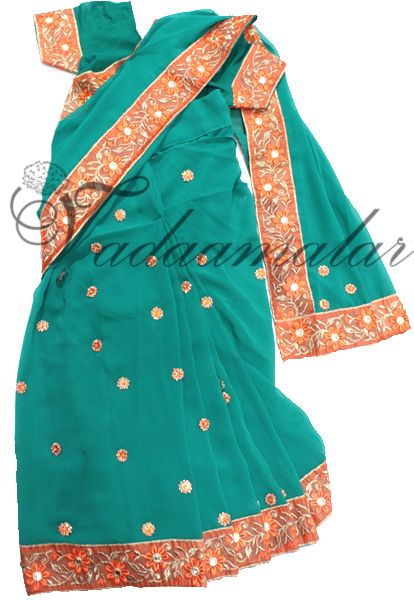 Ready to wear India Girls Saree Readymade Sarees Embroidery Border 