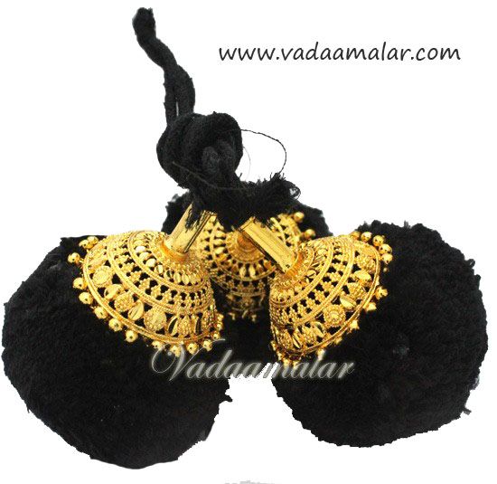 Kunjalam with gold engravings end of bharatanatyam hair ornament jewelry India hair accessories