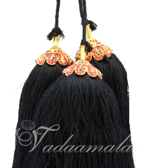 Kunjalam End of Hair paranda Indian jewelry with red stones