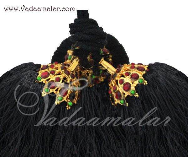 Kunjalam End of Hair paranda Indian jewelry with red stones - Medium