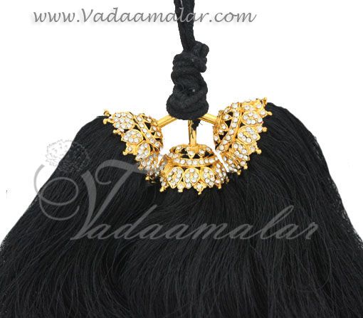 White Stone Kunjalam Paranda Hair Accessories Jewelry Ornaments for bride and dancers