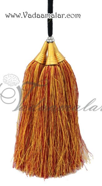 Indian Kunjalam with gold hangings end of hair accessories Paranda Hair India