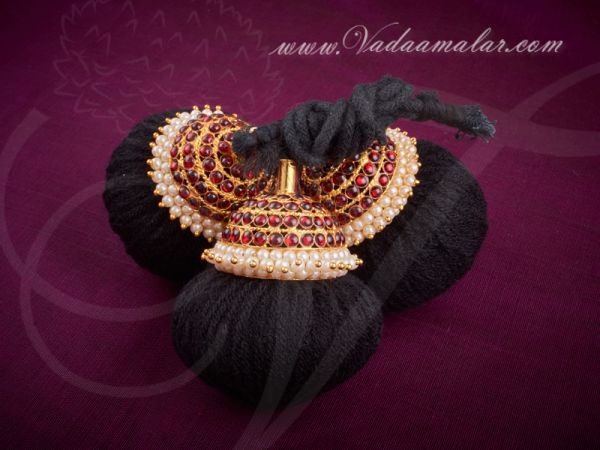 Kunjalam with kemp stones Bharatanatyam Kuchipudi hair jewelry Prada