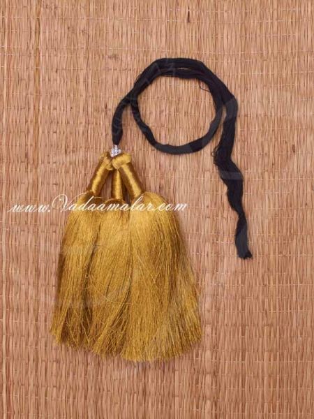  Indian Kunjalam with gold hangings end of hair Paranda Hair India
