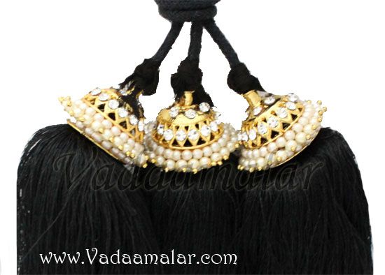 Medium size Kunjalam End of Hair paranda Indian jewelry with white stones