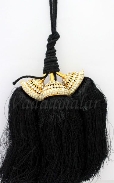 Medium size Kunjalam End of Hair paranda Indian jewelry with white stones