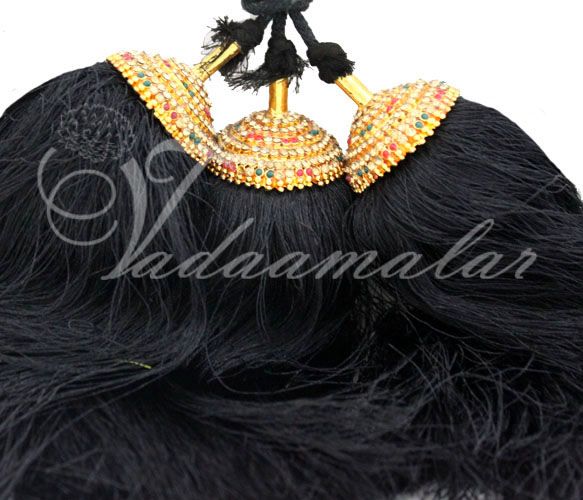 Paranda Kunjalam with gorgeous multi colour  stones End of Hair Jewellery Indian jewelry 