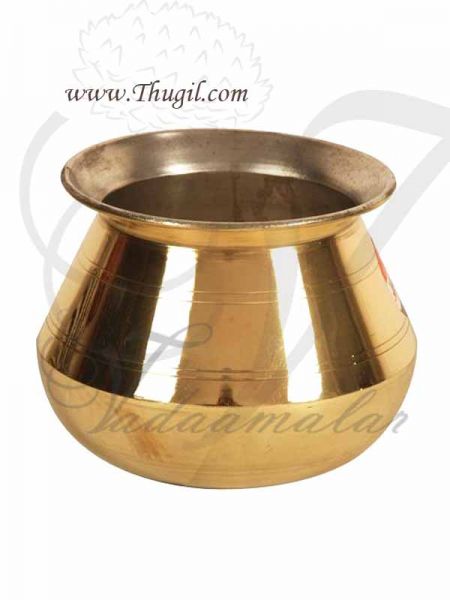 1 liter Brass Sombu Cooking Utensil Milk Boiling Pongal Pot Panai 5 inches