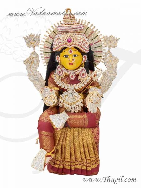 20 inches Goddess Lakshmi VaraLaksmi Idol for Pooja Vratam Doll with Decorations Buy