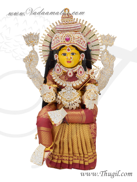 20 inches Goddess Lakshmi VaraLaksmi Idol for Pooja Vratam Doll with Decorations Buy