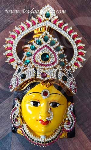 Goddess Lakshmi Mask Vara Laksmi Face with Decorations 8''