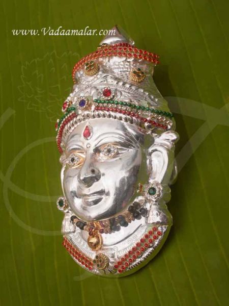 German Silver Half Mask Goddess Vara Laksmi Face Ammavu Decorations Buy Now 7