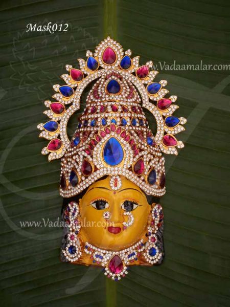 Goddess Lakshmi Mask Vara Laksmi Face with Decorations 9 inches