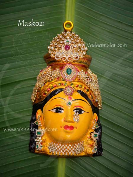 Goddess Lakshmi Mask Vara Laksmi Face with Decorations 8 inches