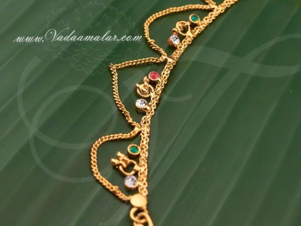 Ear extension ear to hair chain multi color stones for Saree & Salwar 
