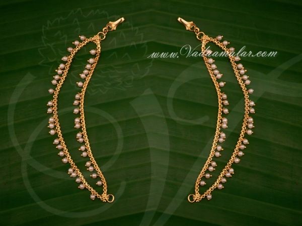 Ear extension ear to hair chain with pearls for Saree & Salwar 