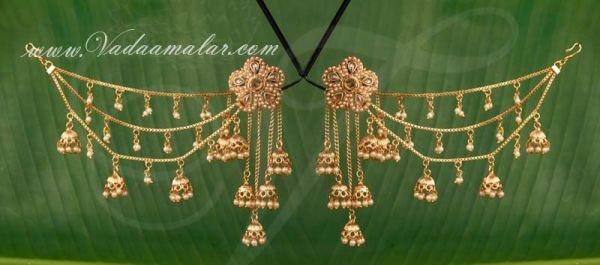 Gold plated Antique Design Devsena Pearl Jhumki Earrings Bahubali Fame Buy online