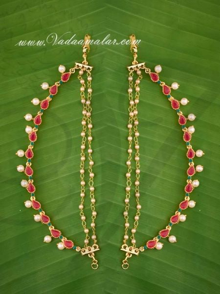 Ruby Emerald Stones Ear Kan Chain Extension 