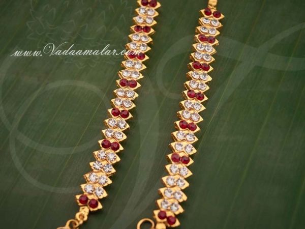 Ear extension kan chain online white and Maroon color stones 