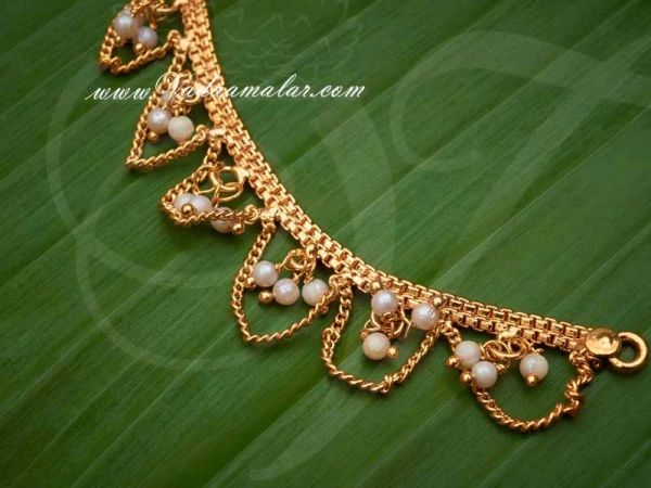 Ear extension ear to hair chain white color pearls for Saree & Salwar 