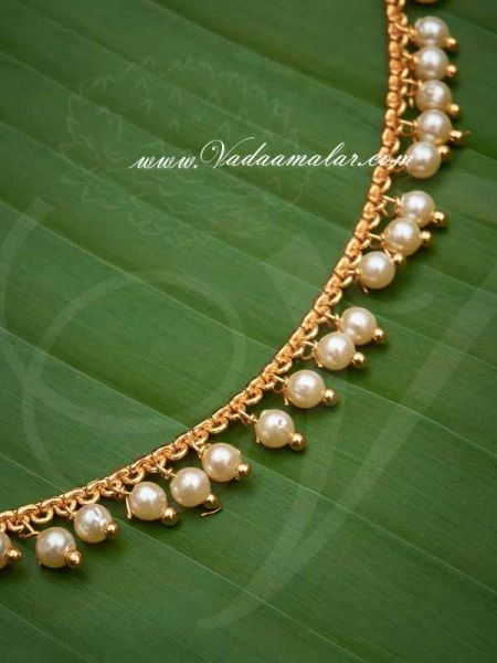 Ear extension ear to hair chain white color pearls for Saree & Salwar 