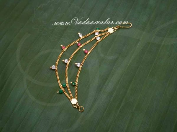 Ear extension Mattal ear to hair chain multi color stones for Saree & Salwar Buy