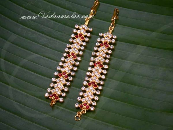 Ear Chain Extension Kaan Chain White Maroon Color Stones Mattal Buy Now