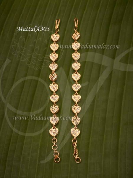 Mattal Gold Plated AD Stone Khan Chain Extension Ear to Hair Chain 