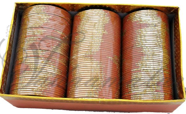 Orange Metal metallic bollywood India Indian bangles bracelets - 144 pieces(12 doz) in one box