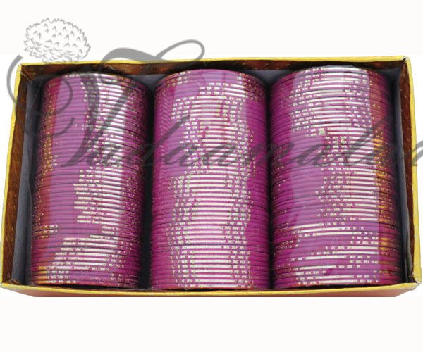 Pink Metal metallic bollywood India Indian bangles bracelets - 144 pieces(12 doz) in one box