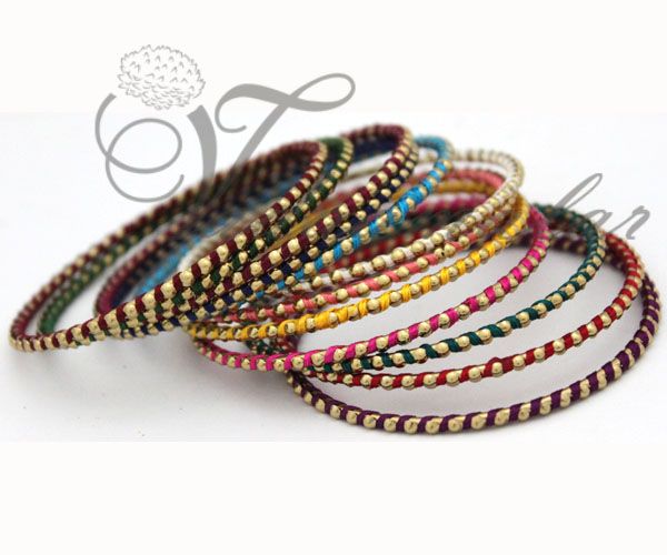  Gorgeous New arrival trendy stylish thread design 24 pieces (2 dozen) of beautiful multi color Bangles Bracelet