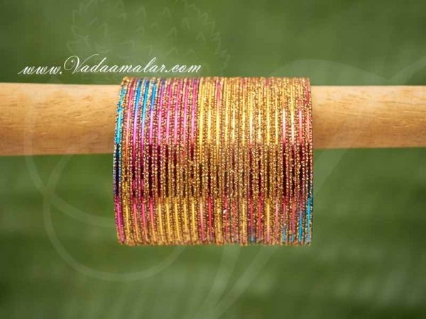 Multi colours metallic Bollywood Bangles Bangle Bracelets Set for saree