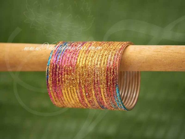 Multi colours metallic Bollywood Bangles Bangle Bracelets Set for saree