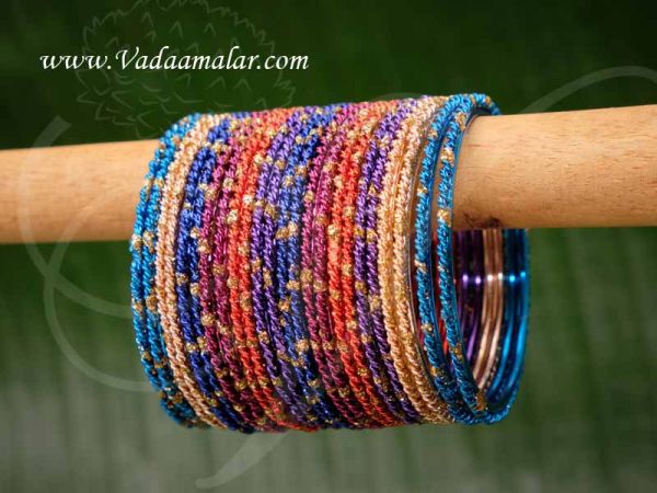 Multi Colours Metallic Bollywood Bangle Bracelets Set for Saree Buy Now (1-14)