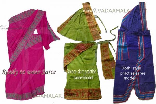 Orange Bharatanatyam Kuchipudi Dance Practice Saree Pure Cotton for sale online