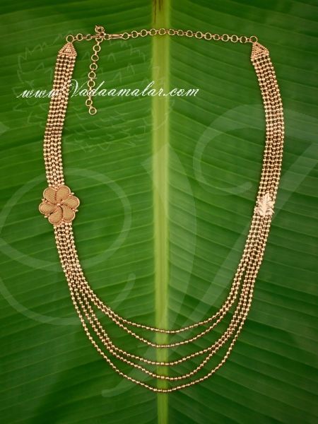 Side Pendant Necklace Gold Chain Mugappu for Women