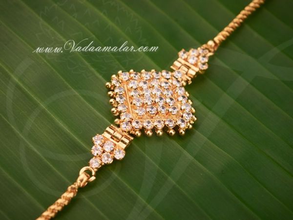 Moppu Kodi Thali Chain White Stone Mugappu Side Pendants for Sarees 