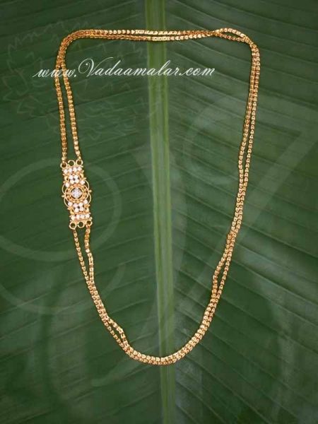Rettai pattai chain design Kodi Moppu Mugappu Side White Stone Pendants for Sarees Buy  