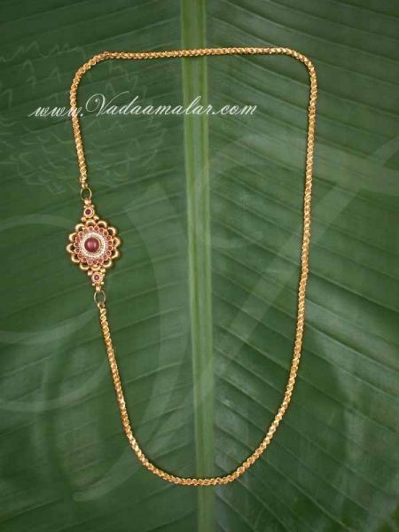 Moppu Mugappu Chain Traditional Gold Chain With Side Pendant Sarees Available Buy