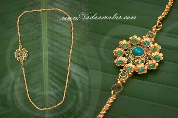 Flower Design Chain Mugappu Pendant Gold Plated Moppu for Saree Buy Now