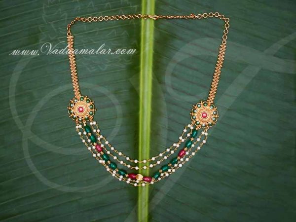 Gold Plated Double Side Beats Pendant Necklace Chain Mugappu Buy Now