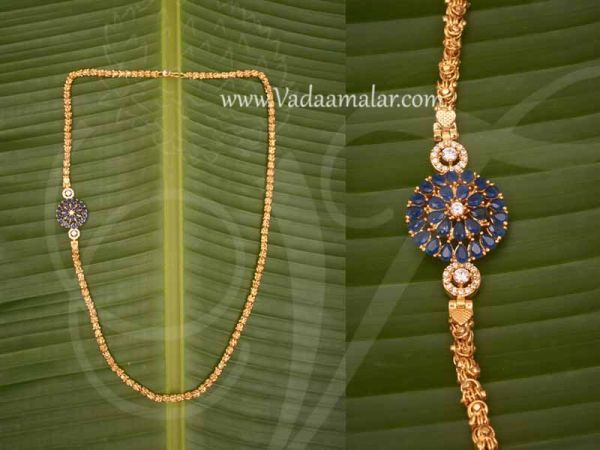 Mugappu AD and Saphire Stone with Long Chain Buy Now 13