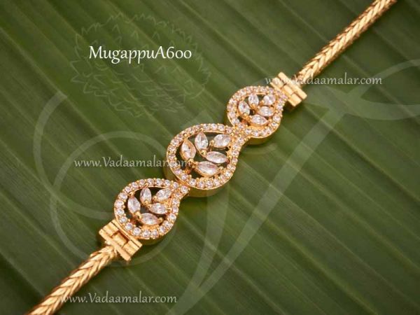 Mugappu Ad Stones Leaf design Long Thali Chain Design