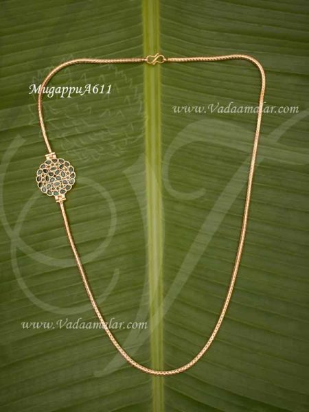 Mugappu Green Stone Flower Design Long Chain Buy Now 12 inch
