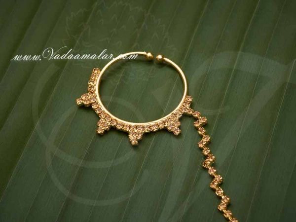 Bollywood Nose Ring Gold Stone Indian Nose Ring Nath Dance Ornaments buy now