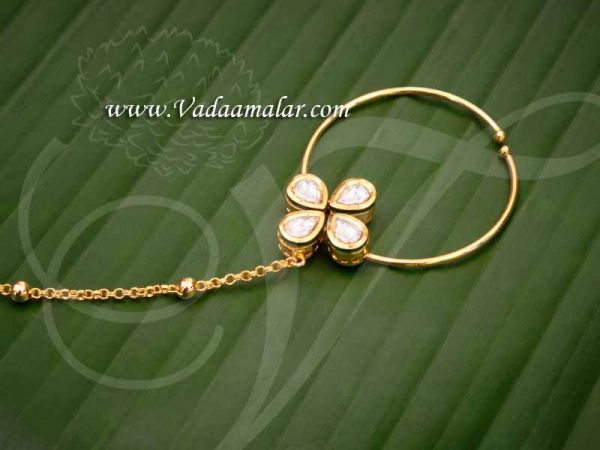 Bollywood Nose Ring White Kundan Stone Indian Dance Ornaments Buy Now