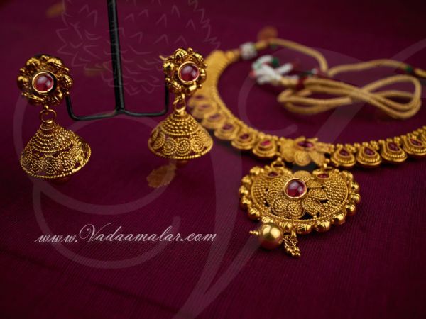 Antique design pendent with matching earring set Saree Salwar
