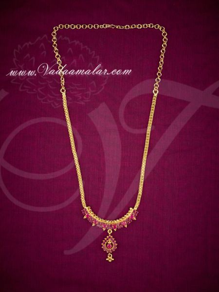Ruby Stone Pendant with Short Necklace