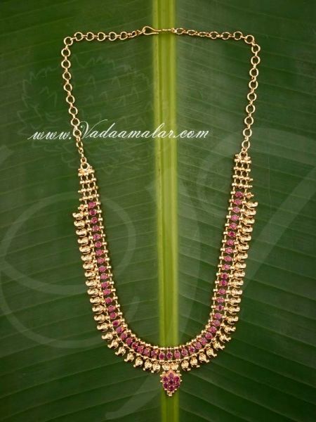 Manga Mala Ruby Mango Necklace in Kerala Design Ruby Necklace Buy online