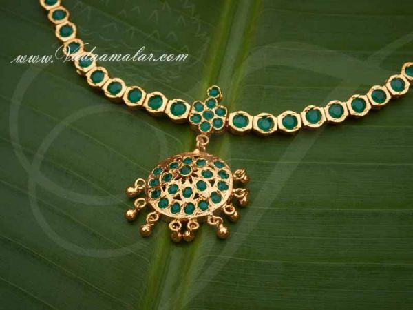 Gold Plated Emerald Stones Addigai necklace Design Buy Now